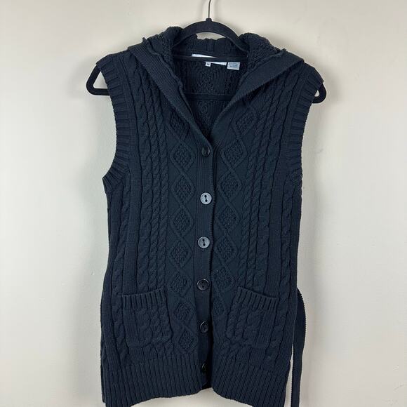 Eight Eight Eight Hooded Cable Knit Sweater Vest Y2K Retro 80s Aesthetic Size M - Picture 2 of 6